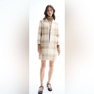 SOIA & KYO Samantha Plaid Coat with Removable Knit Bib – Size Medium
